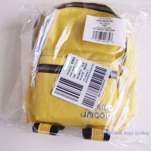 ❤️ NWT Marc Jacobs Trek Nylon Small Backpack Daisy Yellow AUTHENTIC main image 10
